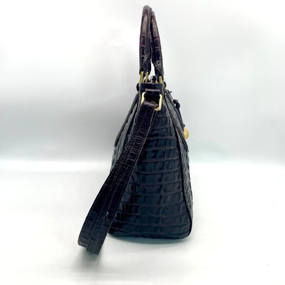 Brahmin Mini Asher Melbourne Brown Croc Embossed Leather Satchel - Picture 4 of 11